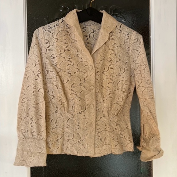 Vintage 1960s Weber Original Cream Lace Blazer NWT, Cottagecore Grandmacore - Picture 1 of 15
